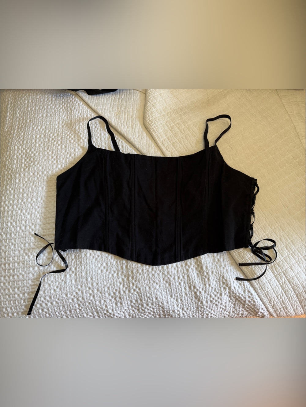 Gilly Hicks Black Lace-Up Corset Cami Top